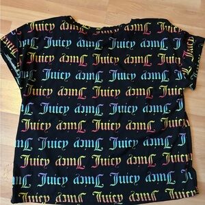 JUICY COUTURE Women's Sleepwear Short Sleeve Top Blouse Stretch Colorful Logo XL